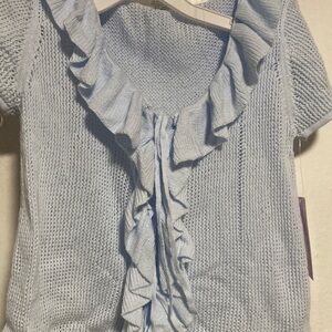 Wild Fable Light Blue Ruffle Knit Blouse